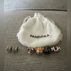 Pandora Disney charms with Pandora dust bag and bonus charm clips